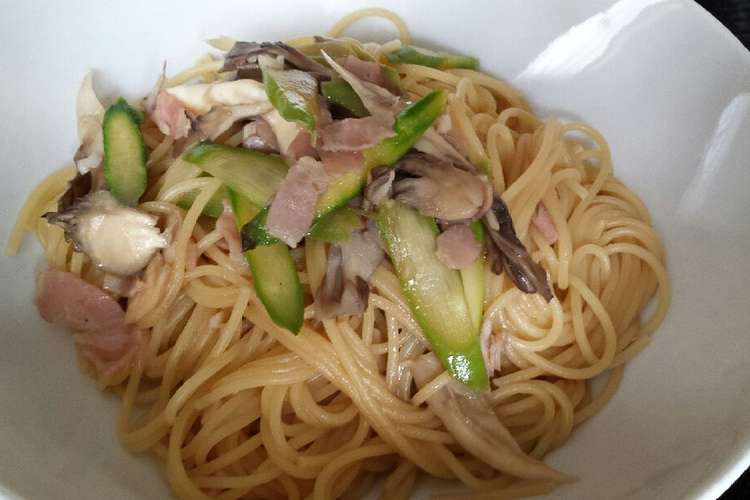 激うまベーコン舞茸アスパラの和風パスタ レシピ 作り方 By ぶたっちょ クックパッド