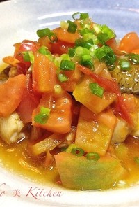 カレイの中華風トマトソース