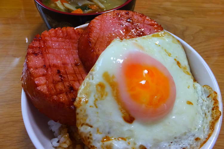 バター醤油ハムエッグ丼 厚切りハムで レシピ 作り方 By Pokoぽん 彡 クックパッド 簡単おいしいみんなのレシピが352万品