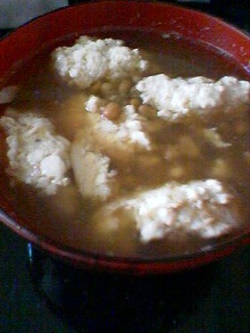 鶏団子と納豆の汁
