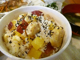 秋の食卓♪栗とさつま芋の炊き込みご飯