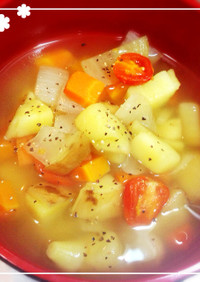 黄金千貫芋と野菜の優しいほっこりスープ♪