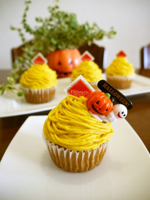 かぼちゃのモンブランカップケーキ♪