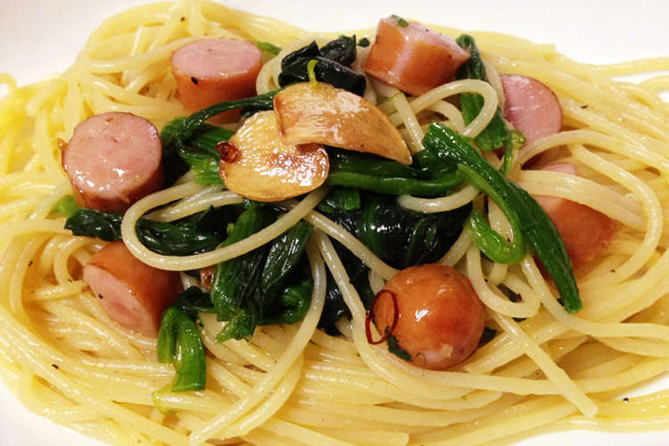 ほうれん草とウインナーのペペロンチーノ レシピ 作り方 By ジョセフィーヌ後藤 クックパッド 簡単おいしいみんなのレシピが357万品