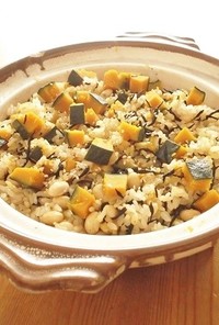 土鍋で✿南瓜のジンジャー炊き込みご飯