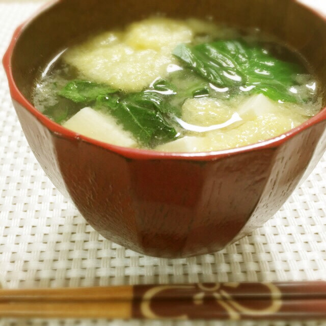 小松菜と松山あげのほっこりお味噌汁♪の画像