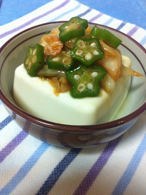 柚子胡椒風味のキムチおくら豆腐の画像
