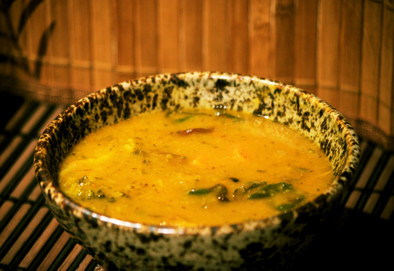 秋の焼き野菜のかぼちゃスープの写真