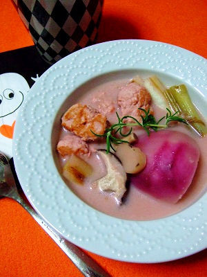 赤カブの桃色スープ♡ハロウィン！の画像