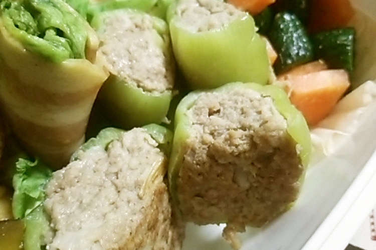 お弁当にも レンジで簡単ピーマンの肉詰め レシピ 作り方 By ポテチ犬 クックパッド