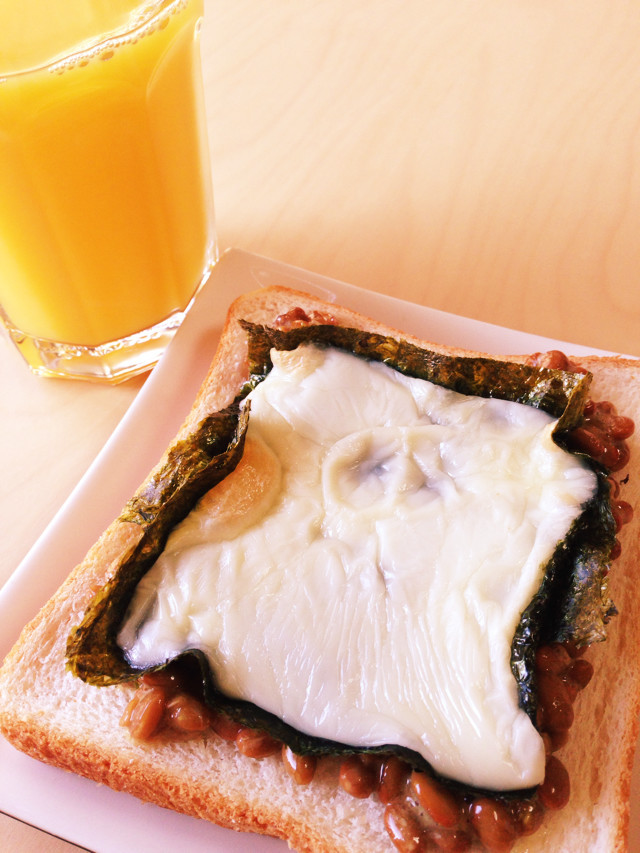 試してみて！！納豆海苔チーズトーストの画像