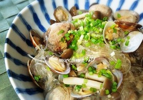 あさりの酒蒸しで春雨*あさりの旨味♪