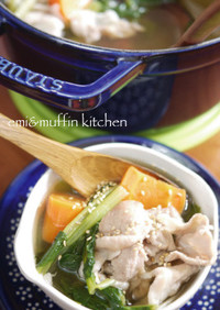 簡単鍋スープ♪小松菜と豚肉の中華風♡鍋