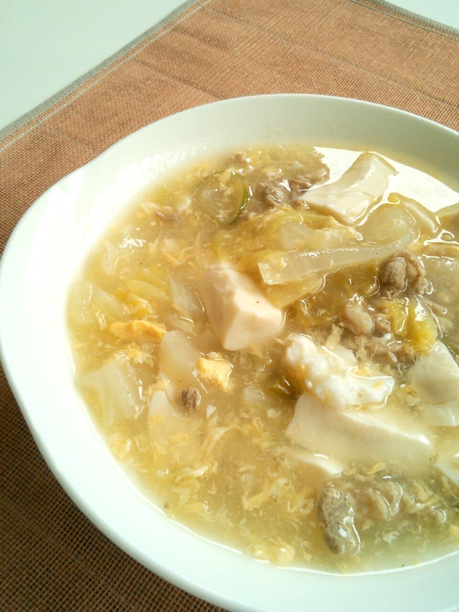 生姜が香る白菜と豆腐の中華風とろみスープの画像