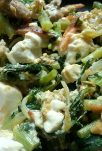 大根菜と豆腐のチャンプル