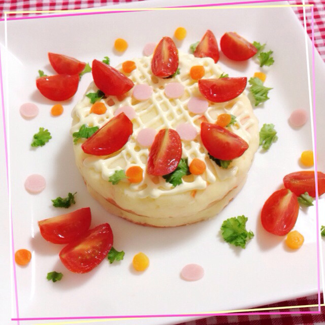 簡単可愛い♡ポテサラケーキの画像