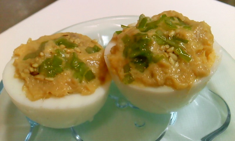 お弁当用のゆで卵～ツナ味噌マヨ～の画像