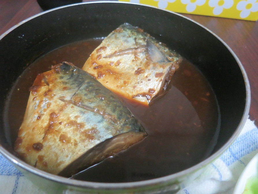 フライパンで鯖の味噌煮の画像