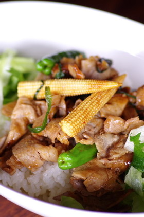 <お家カフェ>豚肉のスタミナ丼