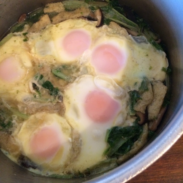 山東菜と卵の煮浸しの画像