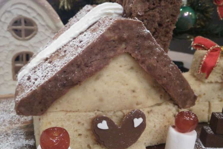 レンジで簡単 かわいいお菓子の家ケーキ レシピ 作り方 By Nyuppy クックパッド