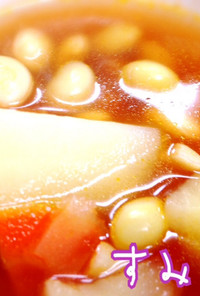 トマトジュースでミネストローネ風スープ
