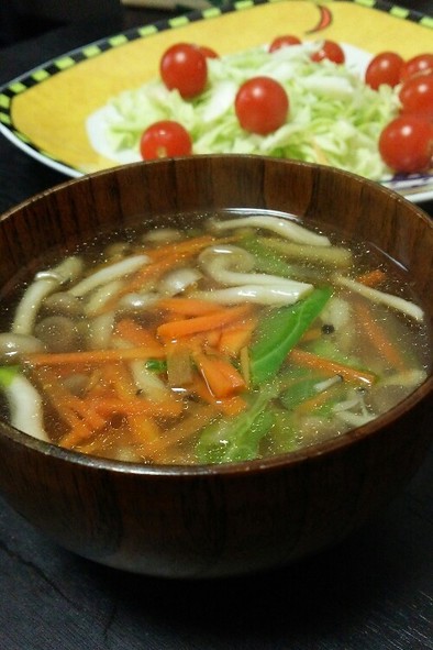 ヘルシーしめじの中華スープの写真