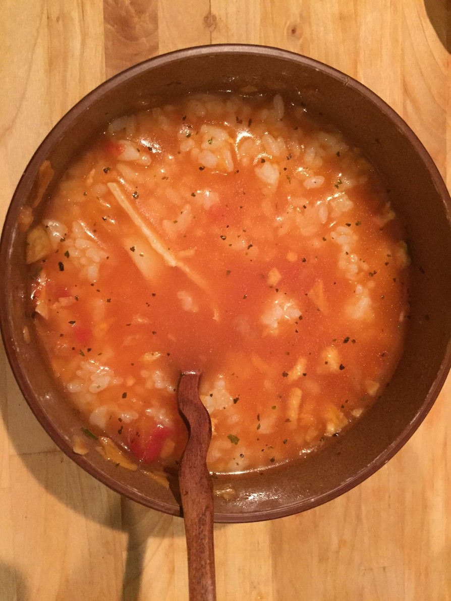 朝食レシピ！トマトスープでリゾット♡の画像