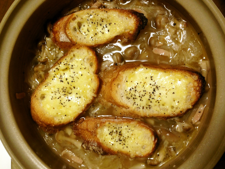玉ねぎ好きのオニオングラタンスープ風鍋の画像