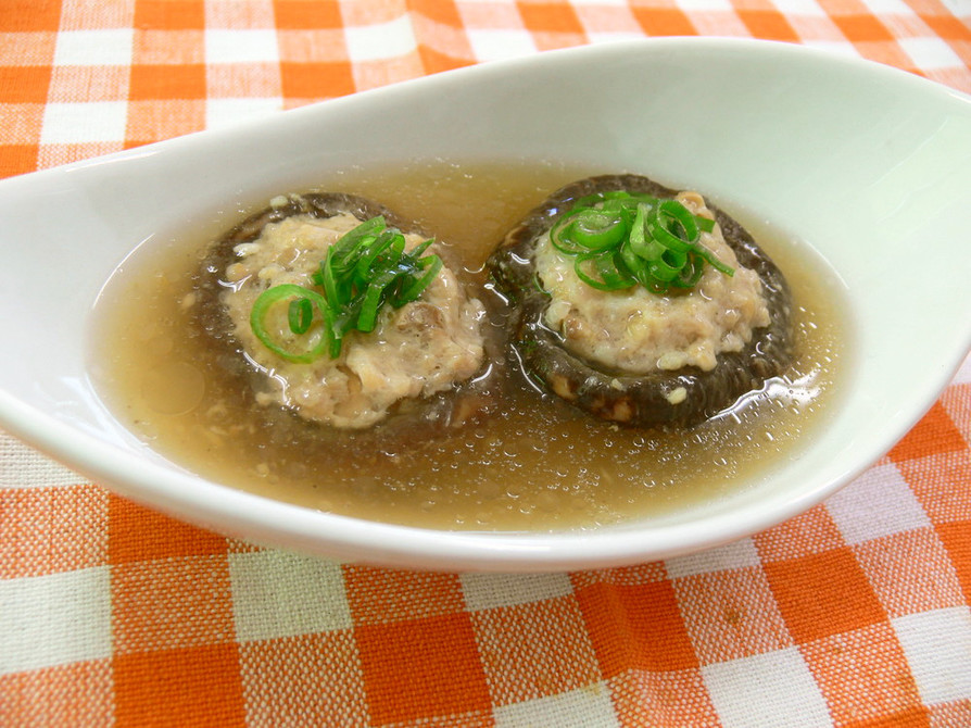 乾し椎茸の肉詰め生姜あんかけスープの画像