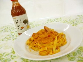 八好美人で蟹のトマトクリームパスタ
