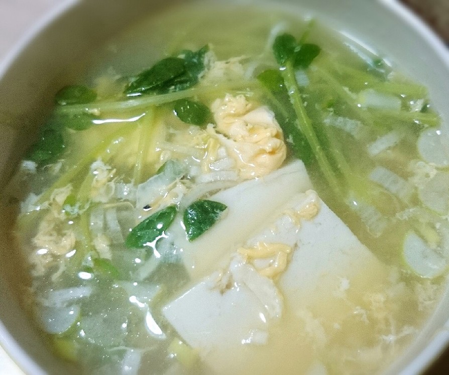 ささっと簡単！豆苗の中華卵スープの画像