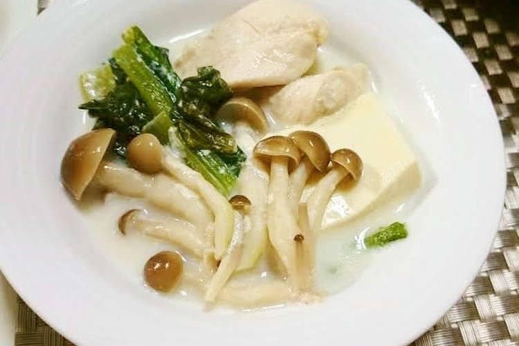 ササミと小松菜のミルク鍋 レシピ 作り方 By ｅｎｊｏｙ沖縄あみ クックパッド 簡単おいしいみんなのレシピが356万品