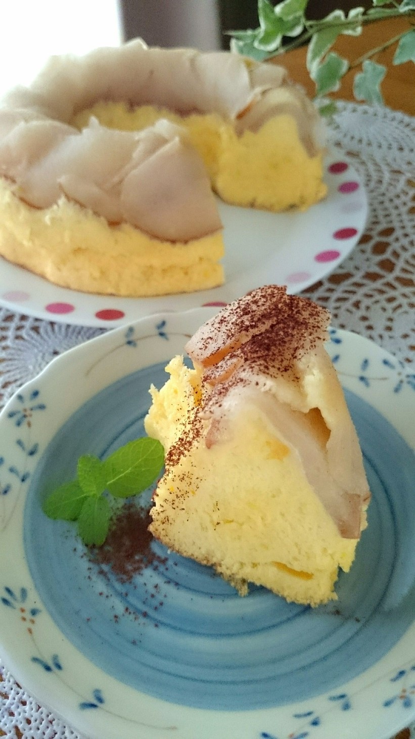 おやつに☆焼き梨のエンゼルシフォンケーキの画像