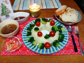 卵なし!クリスマスリース風ミートローフ!