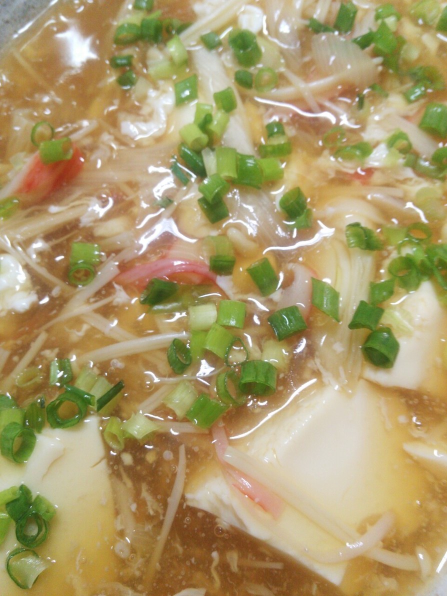 簡単☆豆腐のエノキとカニカマ餡煮の画像