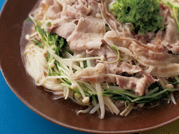 蒸ししゃぶのっけレモンつゆそうめん