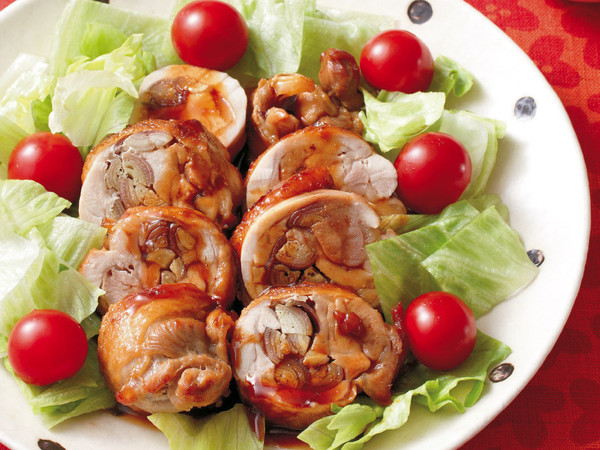 鶏肉のみょうが巻き照り焼き