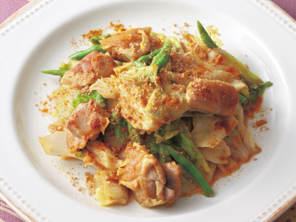 キャベツと鶏肉のカレーマヨ炒め