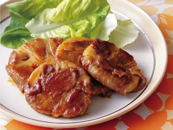 豚巻きれんこんのカレー照り焼き