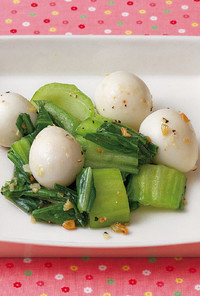 うずら卵と青梗菜のガーリックソテー