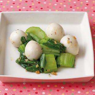 うずら卵と青梗菜のガーリックソテー