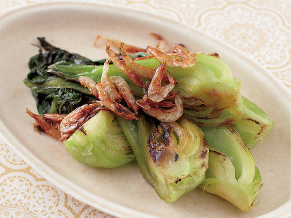 焼き青梗菜の桜えび風味
