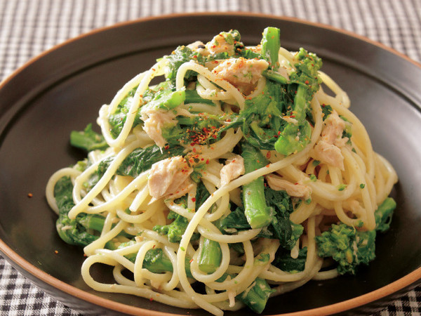 菜の花のツナみそパスタ