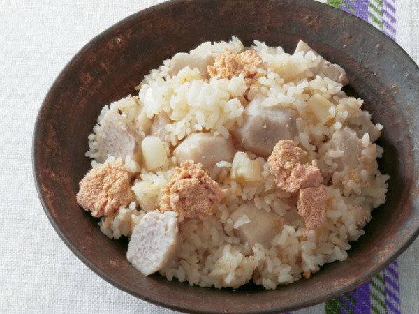 里いもと明太子の炊き込みご飯