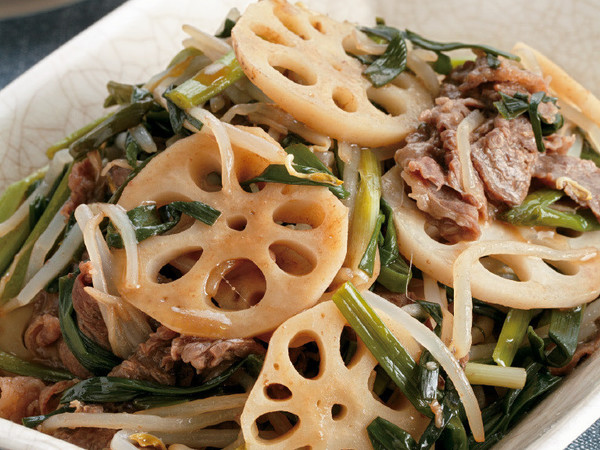 れんこんと牛肉のオイスター蒸し煮