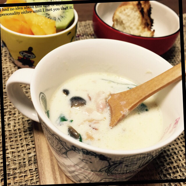 朝食に♪簡単ヘルシー チーズ豆乳スープ♡の画像