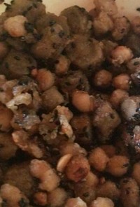 給食レシピ大豆の胡麻絡め+ごぼう