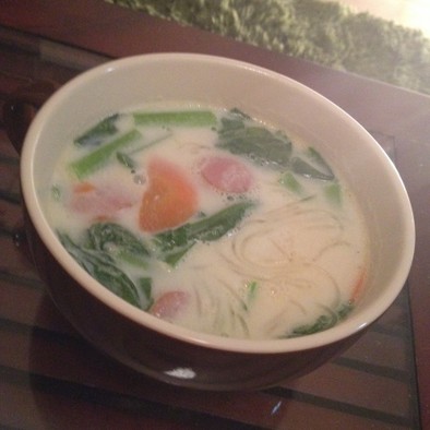 ☆冬にあったか～小松菜のミルク春雨スープの写真