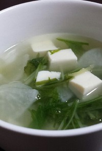 水菜と大根と豆腐のほっこり中華スープ